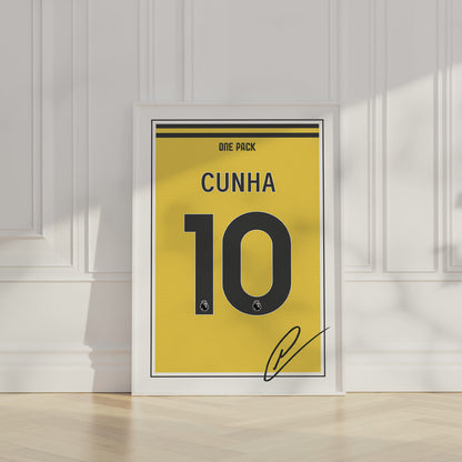 Matheus Cunha 24/25 Wolves Home Shirt Poster